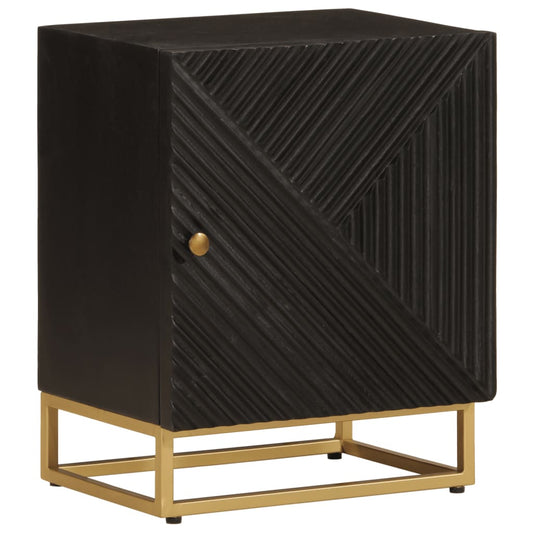 vidaXL Bedside Cabinet Black 40x30x50 cm Solid Wood Mango and Iron