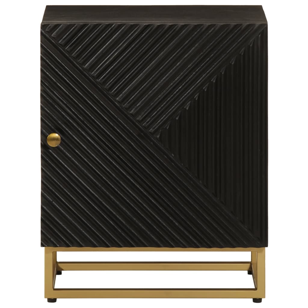 vidaXL Bedside Cabinet Black 40x30x50 cm Solid Wood Mango and Iron