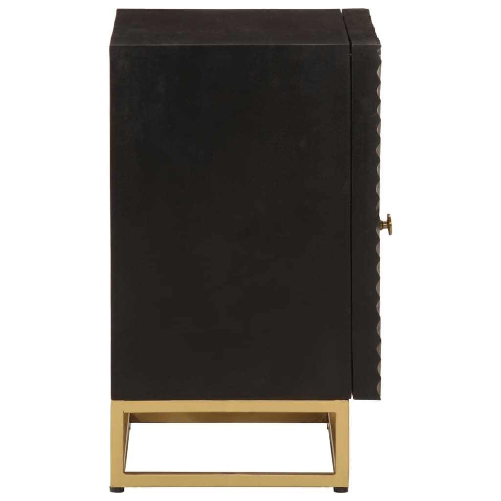 vidaXL Bedside Cabinet Black 40x30x50 cm Solid Wood Mango and Iron