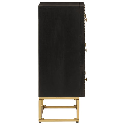 vidaXL Chest of Drawers Black 55x30x76 cm Solid Wood Mango and Iron