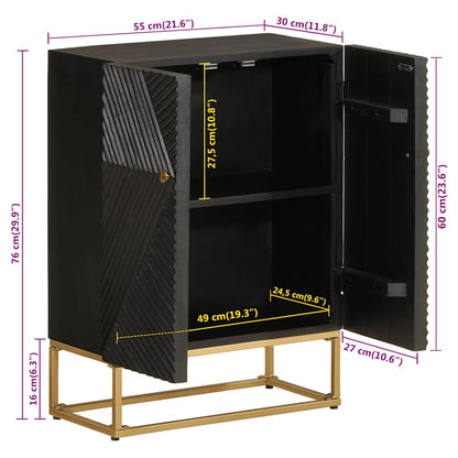 vidaXL Sideboard Black 55x30x76 cm Solid Wood Mango and Iron