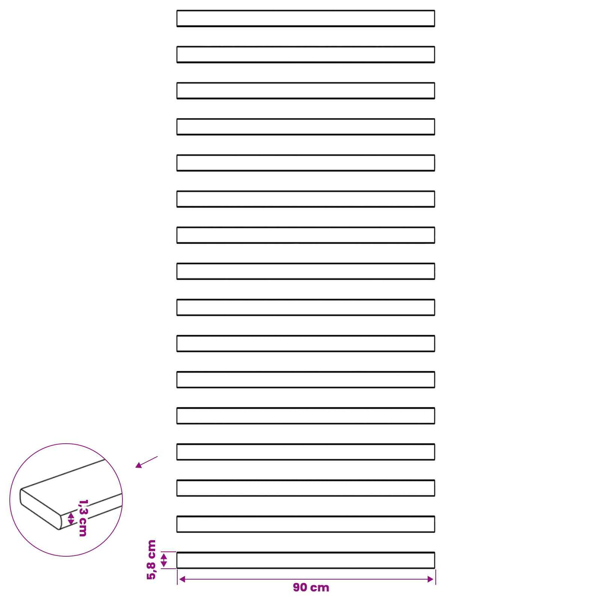 vidaXL Bed Slat 32 pcs Natural 90 x 6 x 1.3 cm Solid Pine Wood