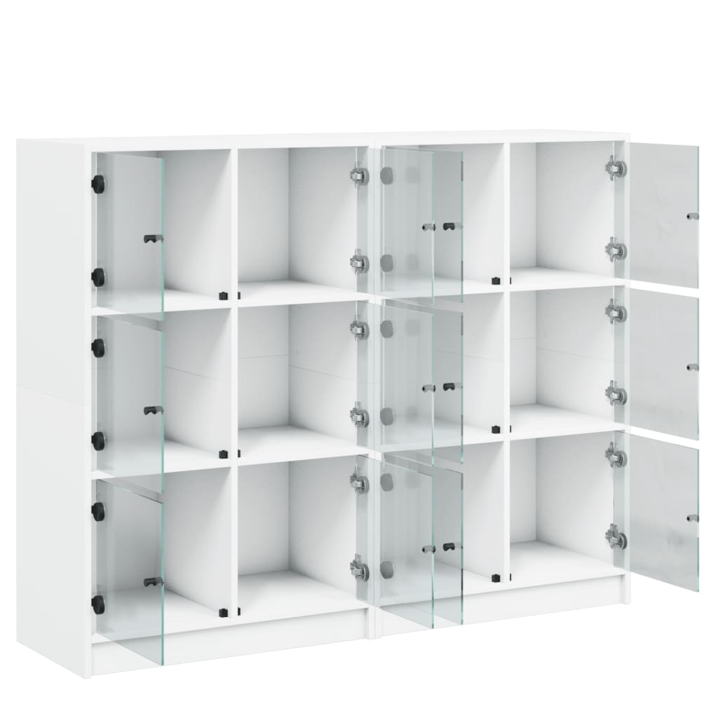 vidaXL Bookcase with Doors White 136x37x109 cm Engineered Wood