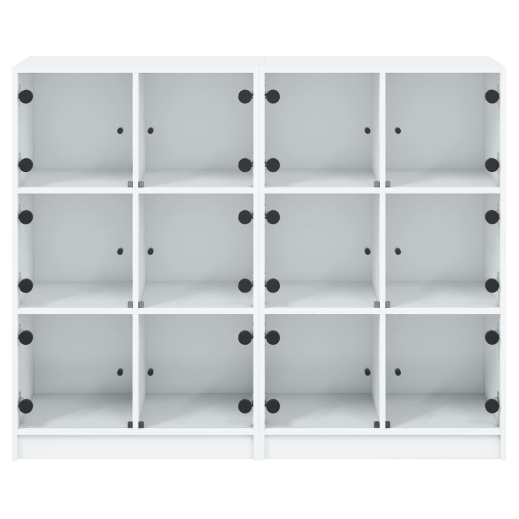 vidaXL Bookcase with Doors White 136x37x109 cm Engineered Wood
