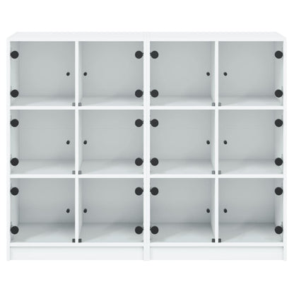 vidaXL Bookcase with Doors White 136x37x109 cm Engineered Wood