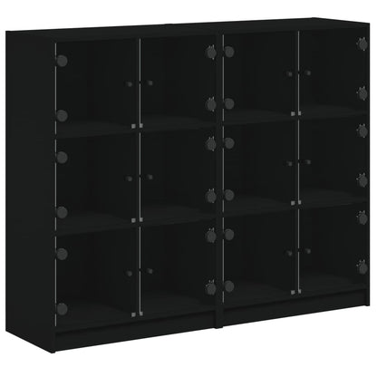 vidaXL Bookcase | Black | Engineered wood, glass | Large | Bookcase