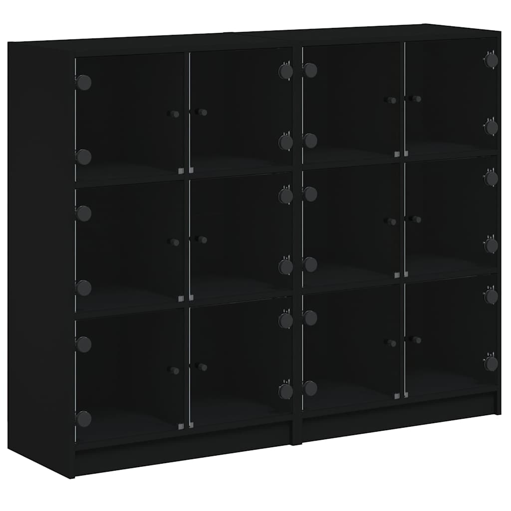 vidaXL Bookcase with Doors Black 136x37x109 cm Engineered Wood