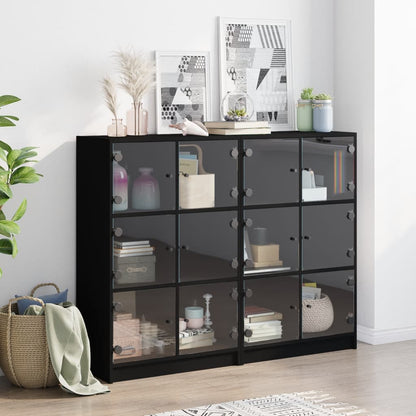 vidaXL Bookcase | Black | Engineered wood, glass | Large | Bookcase
