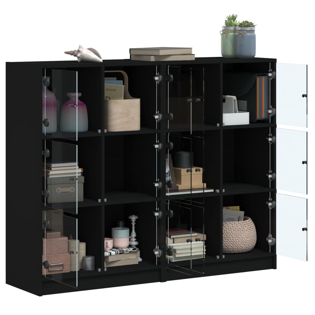 vidaXL Bookcase | Black | Engineered wood, glass | Large | Bookcase