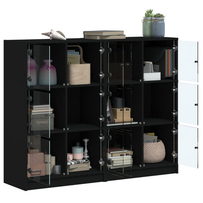 vidaXL Bookcase | Black | Engineered wood, glass | Large | Bookcase