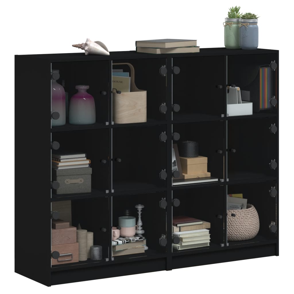 vidaXL Bookcase | Black | Engineered wood, glass | Large | Bookcase