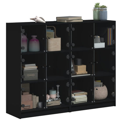 vidaXL Bookcase | Black | Engineered wood, glass | Large | Bookcase