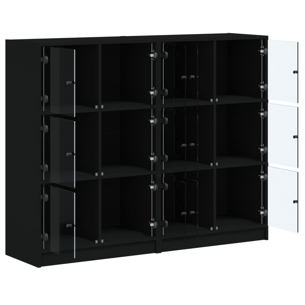 vidaXL Bookcase | Black | Engineered wood, glass | Large | Bookcase