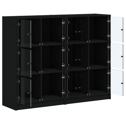 vidaXL Bookcase | Black | Engineered wood, glass | Large | Bookcase