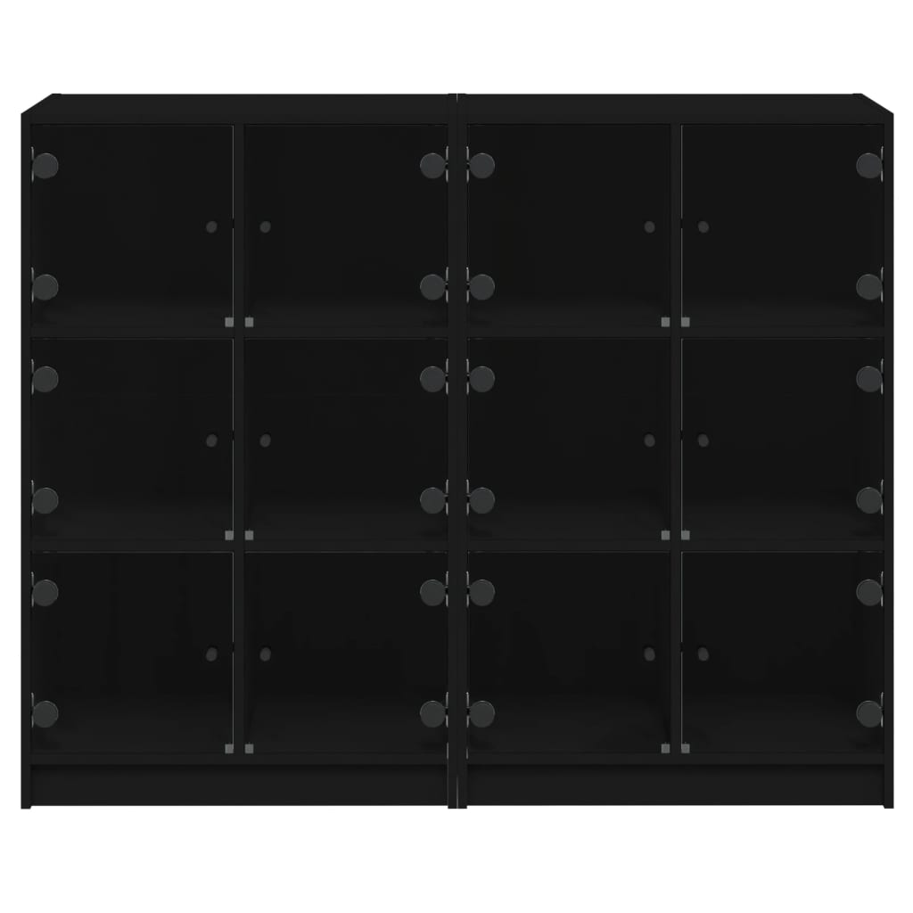 vidaXL Bookcase | Black | Engineered wood, glass | Large | Bookcase