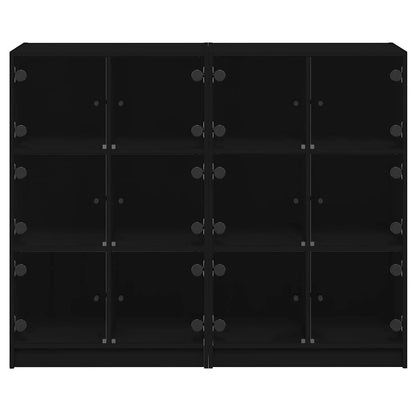 vidaXL Bookcase with Doors Black 136x37x109 cm Engineered Wood