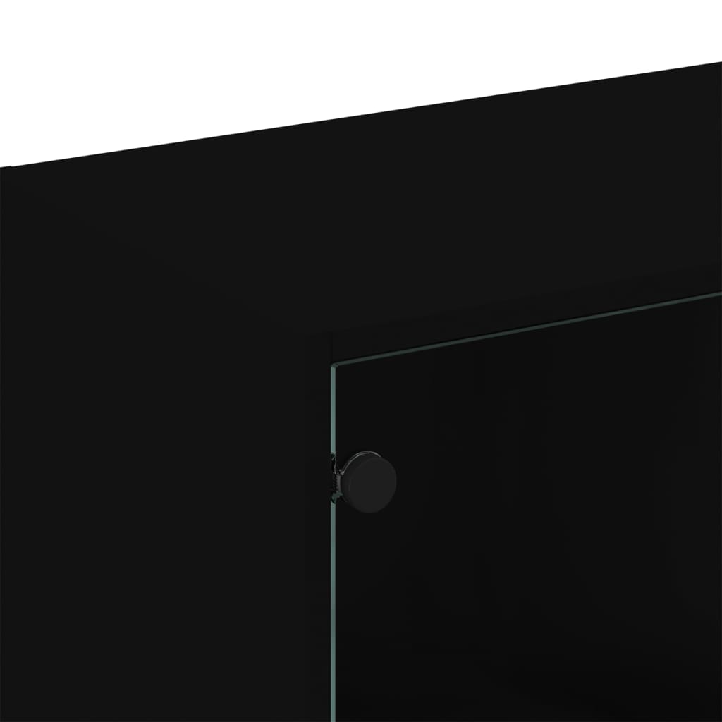 vidaXL Bookcase | Black | Engineered wood, glass | Large | Bookcase