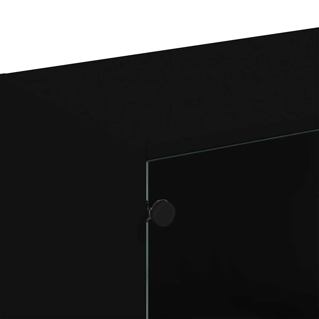 vidaXL Bookcase with Doors Black 136x37x109 cm Engineered Wood