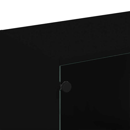 vidaXL Bookcase with Doors Black 136x37x109 cm Engineered Wood
