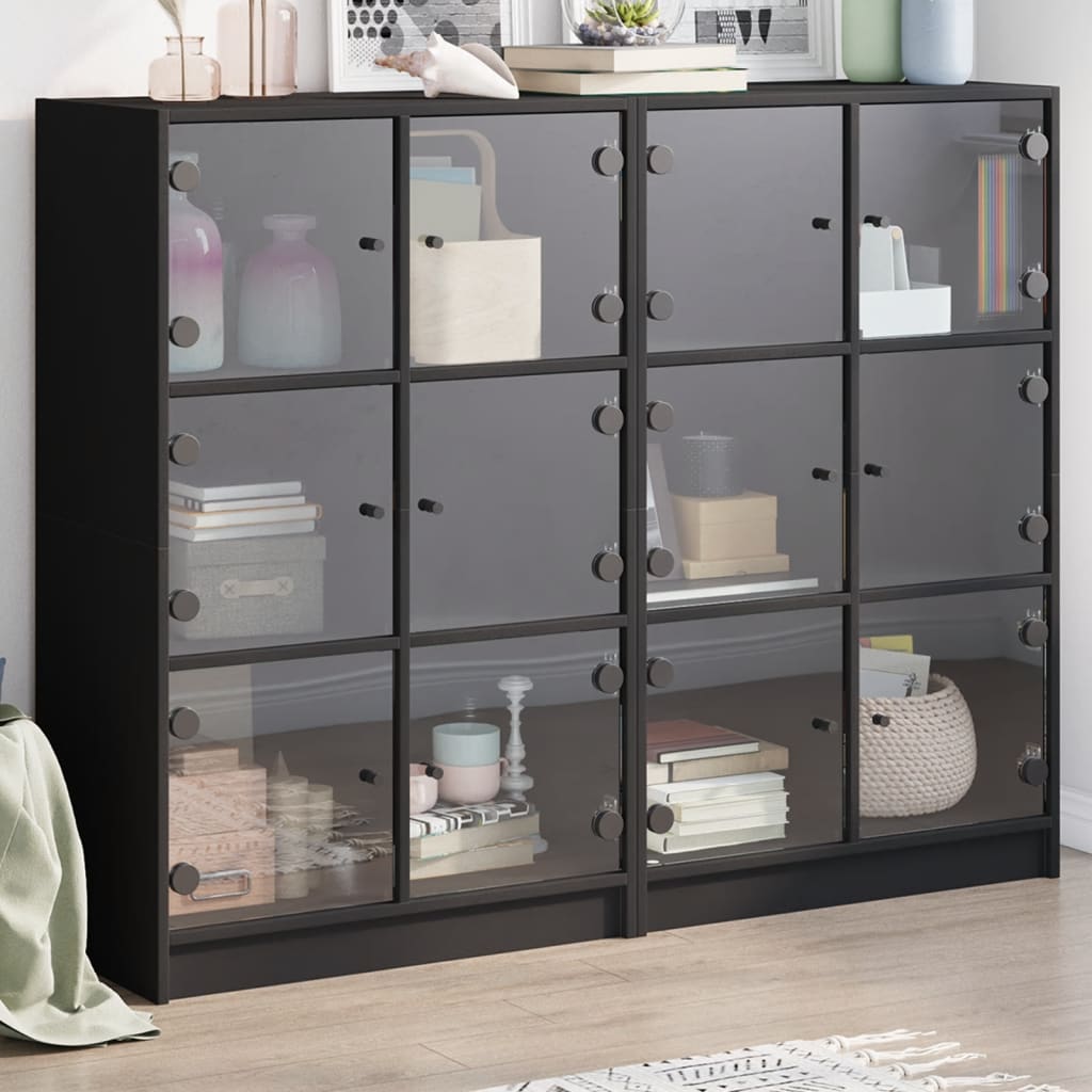 vidaXL Bookcase | Black | Engineered wood, glass | Large | Bookcase