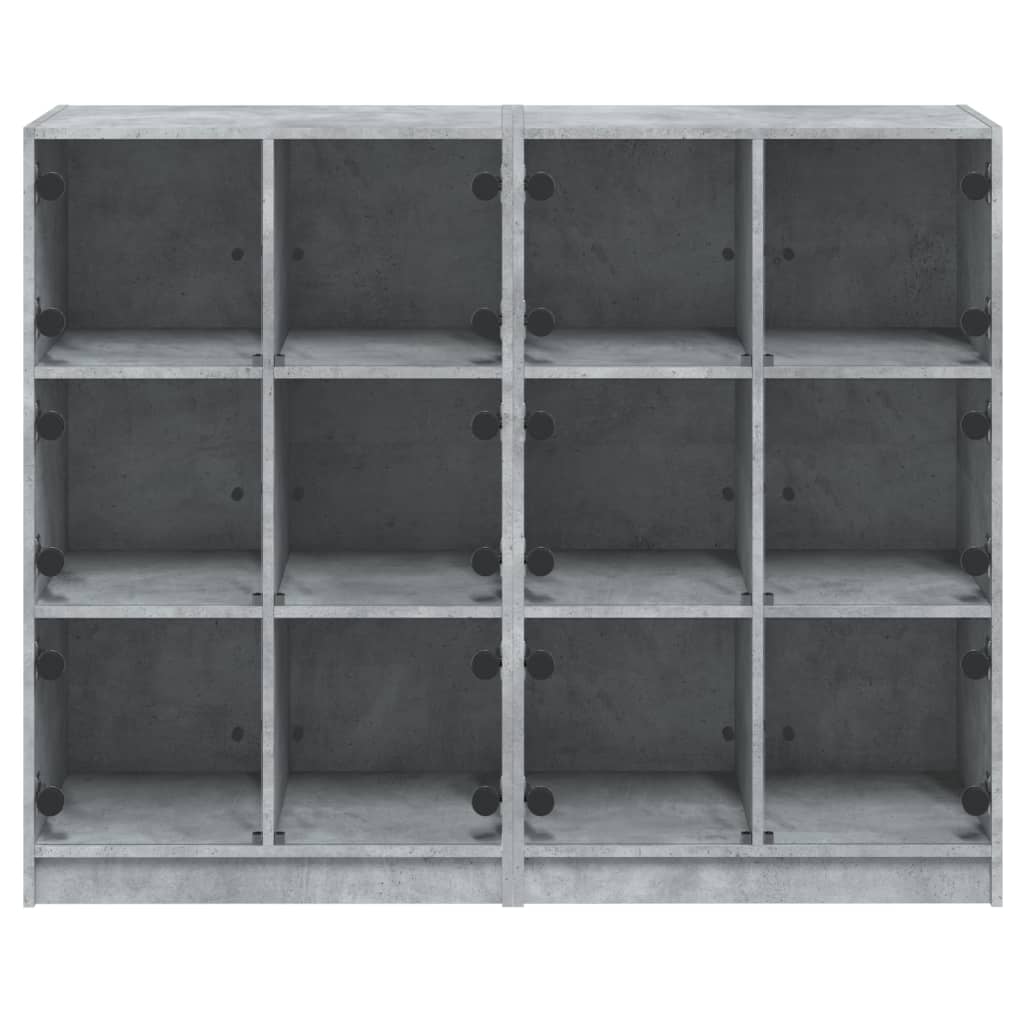 vidaXL Bookcase with Doors Concrete Grey 136x37x109 cm Engineered Wood
