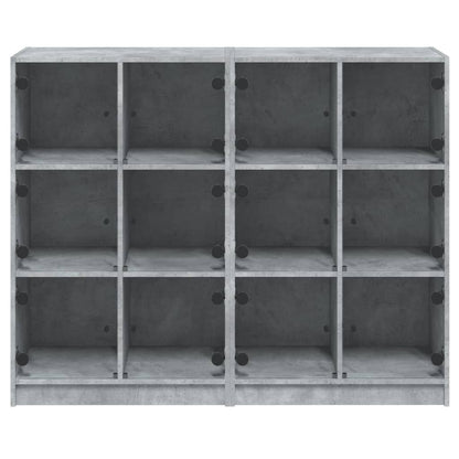 vidaXL Bookcase with Doors Concrete Grey 136x37x109 cm Engineered Wood