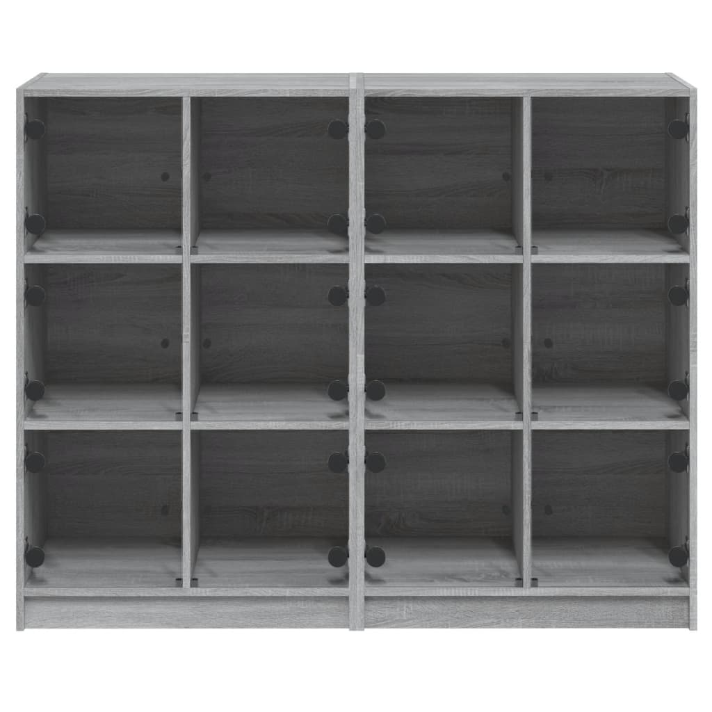 vidaXL Bookcase with Doors Grey Sonoma 136x37x109 cm Engineered Wood