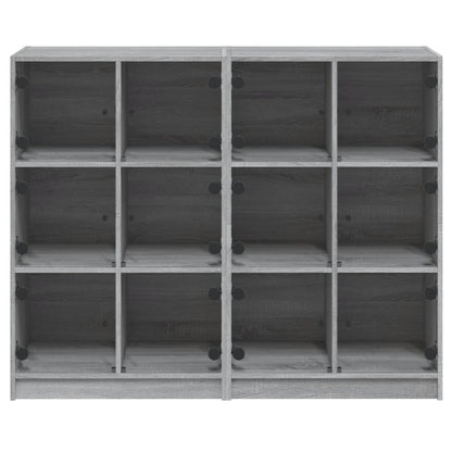 vidaXL Bookcase with Doors Grey Sonoma 136x37x109 cm Engineered Wood