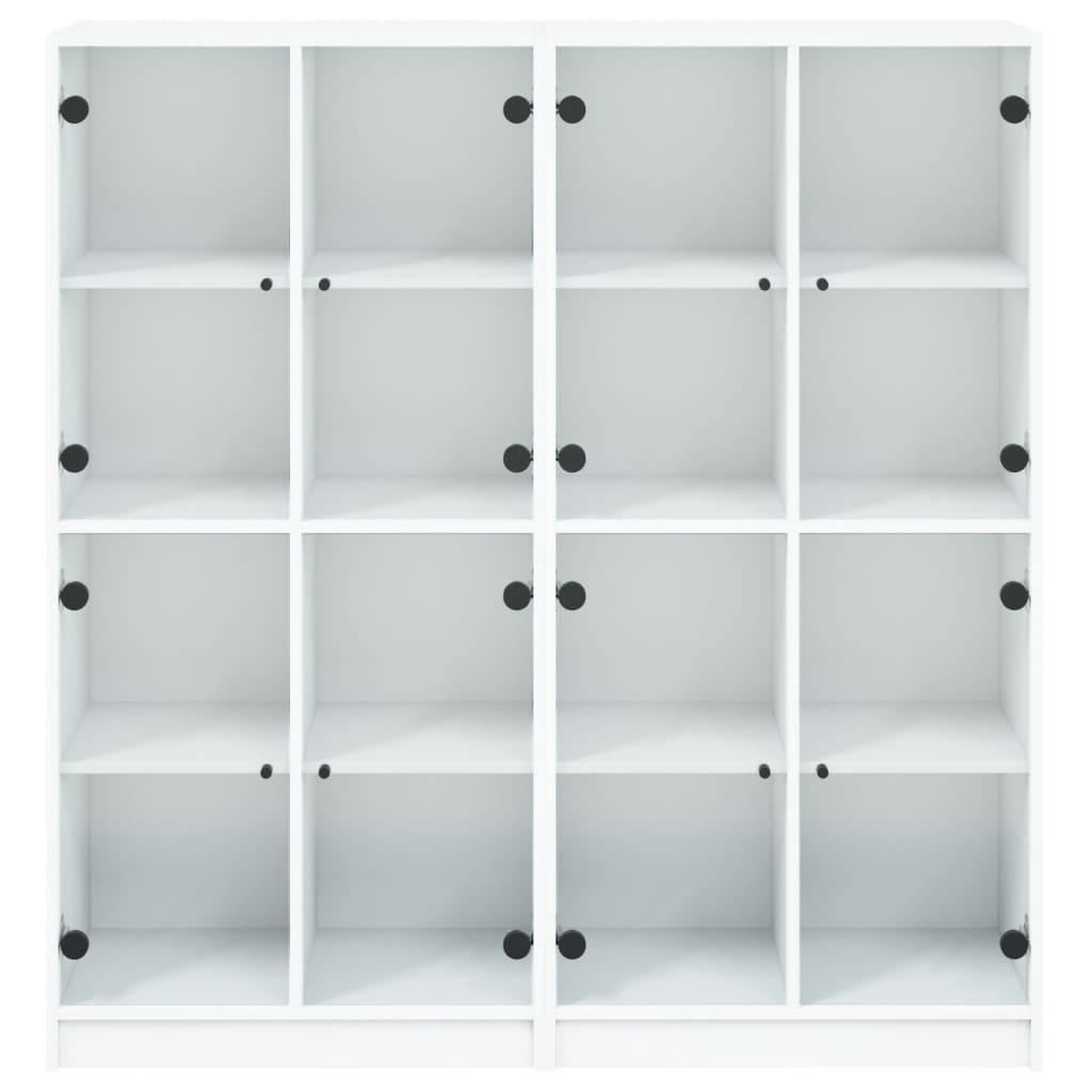 vidaXL Bookcase with Doors White 136x37x142 cm Engineered Wood