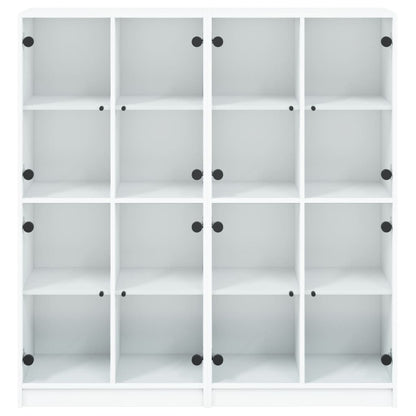 vidaXL Bookcase with Doors White 136x37x142 cm Engineered Wood