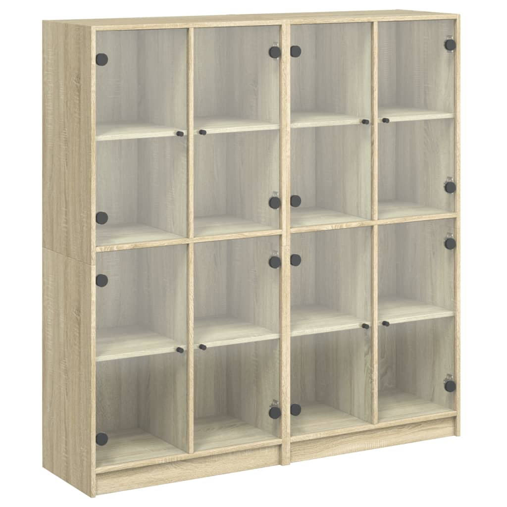 vidaXL Bookcase with Doors Sonoma Oak 136x37x142 cm Engineered Wood