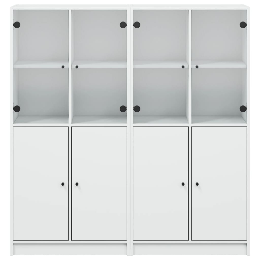 vidaXL Bookcase with Doors White 136x37x142 cm Engineered Wood