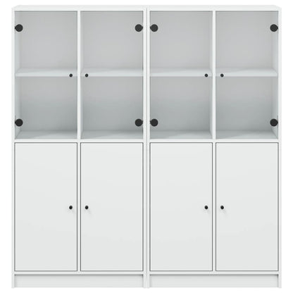vidaXL Bookcase with Doors White 136x37x142 cm Engineered Wood
