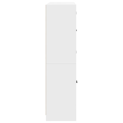 vidaXL Bookcase with Doors White 136x37x142 cm Engineered Wood