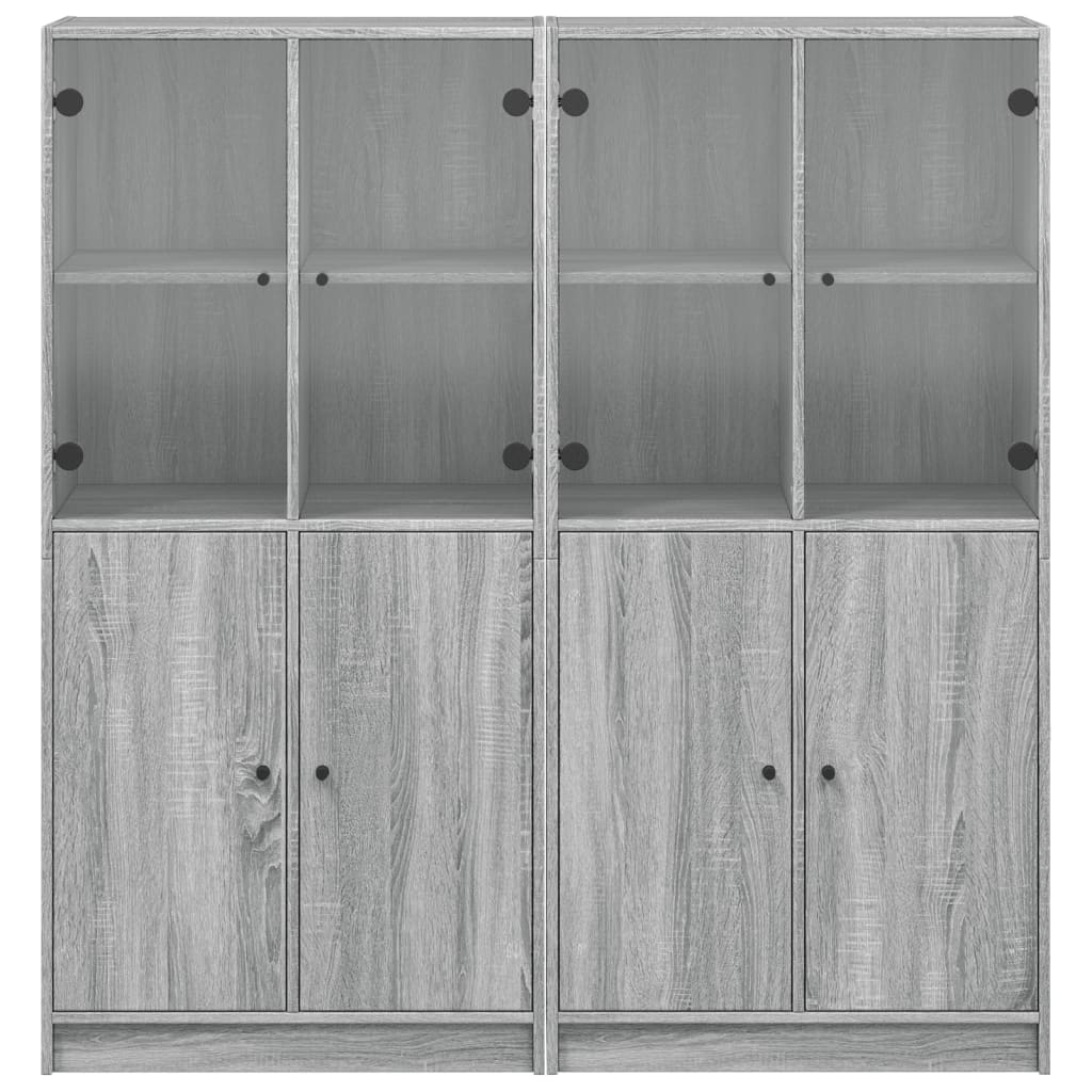 vidaXL Bookcase with Doors Grey Sonoma 136x37x142 cm Engineered Wood
