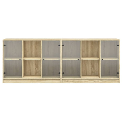 vidaXL Bookcase with Doors Sonoma Oak 204x37x75 cm Engineered Wood