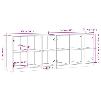 vidaXL Bookcase with Doors Sonoma Oak 204x37x75 cm Engineered Wood