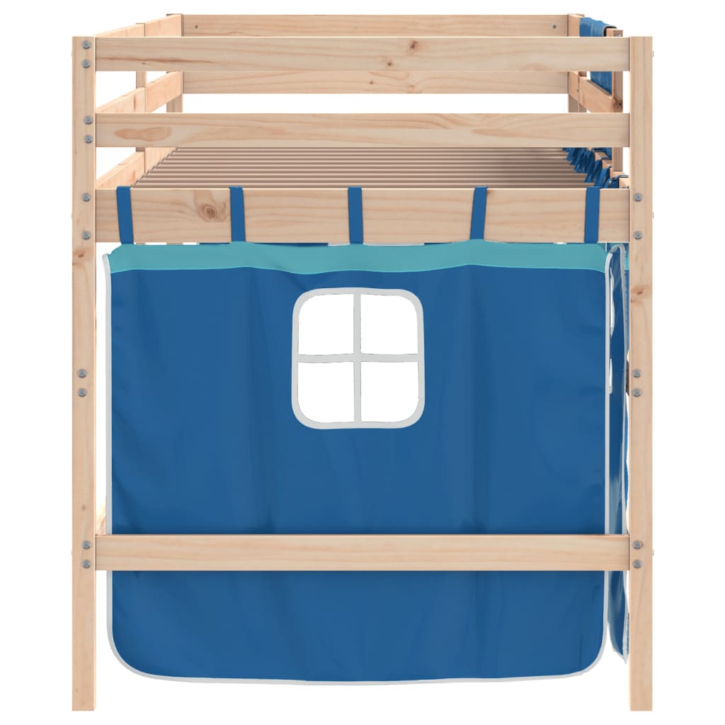 vidaXL Kids' Loft Bed with Curtains without Mattress Blue 90x200cm