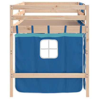 vidaXL Kids' Loft Bed with Curtains without Mattress Blue 90x200cm