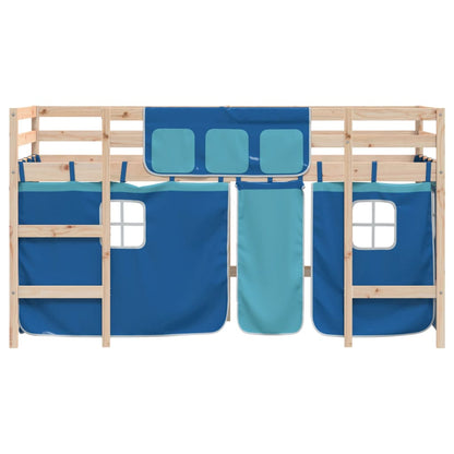 vidaXL Kids' Loft Bed with Curtains without Mattress Blue 90x190cm