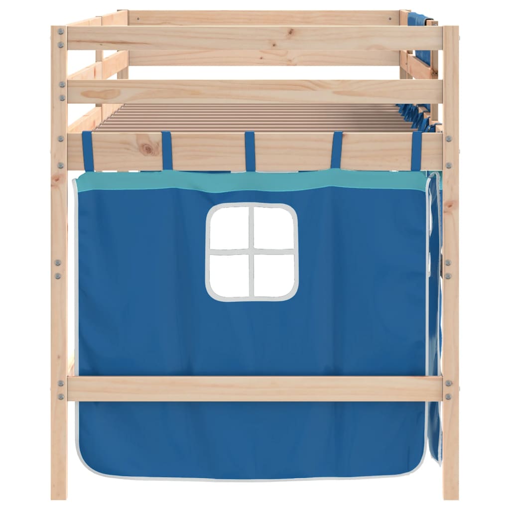 vidaXL Kids' Loft Bed with Curtains without Mattress Blue 90x190cm
