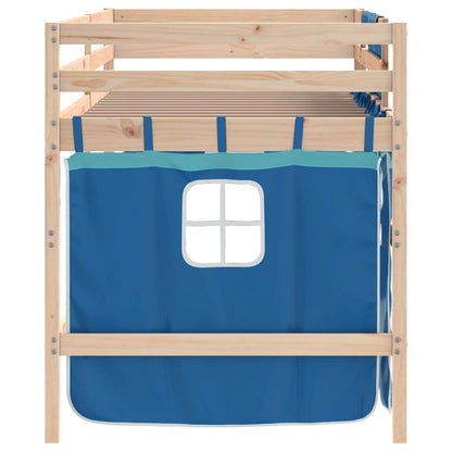 vidaXL Kids' Loft Bed with Curtains without Mattress Blue 90x190cm