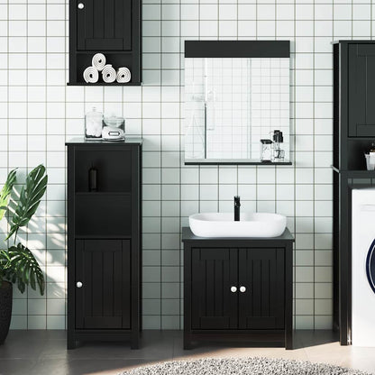 vidaXL 3 Piece Bathroom Furniture Set "BERG" Black Solid Wood Pine