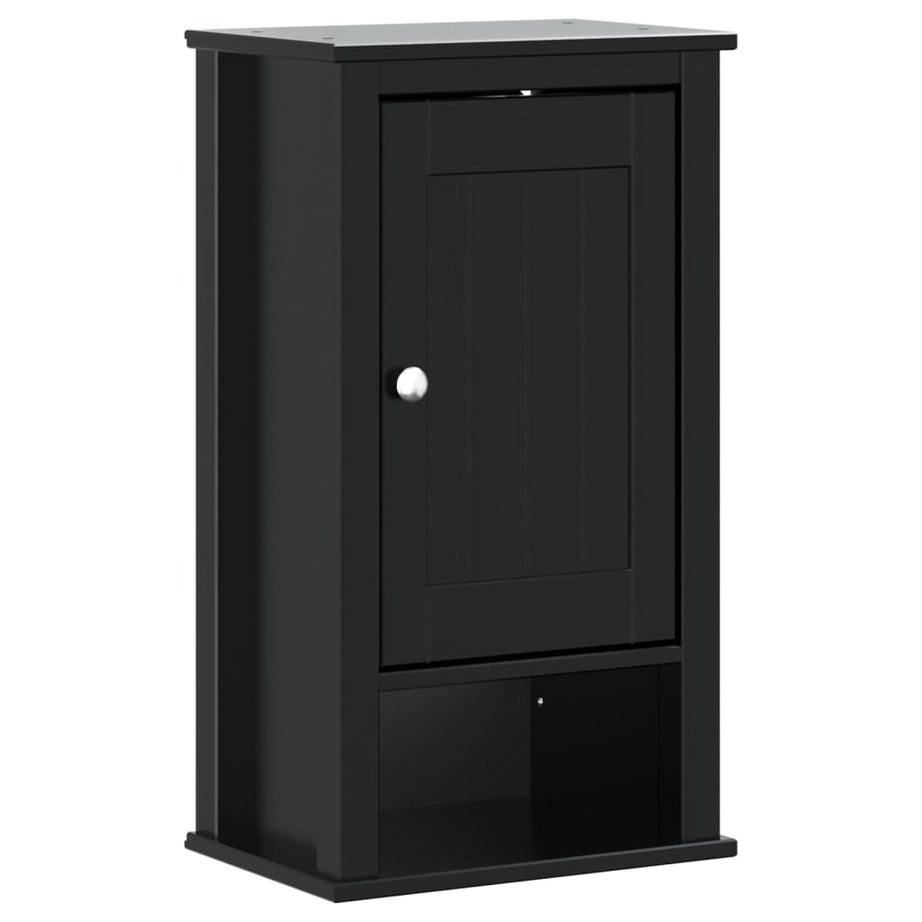 vidaXL 3 Piece Bathroom Furniture Set BERG Black Solid Wood Pine
