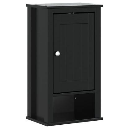 vidaXL 3 Piece Bathroom Furniture Set BERG Black Solid Wood Pine