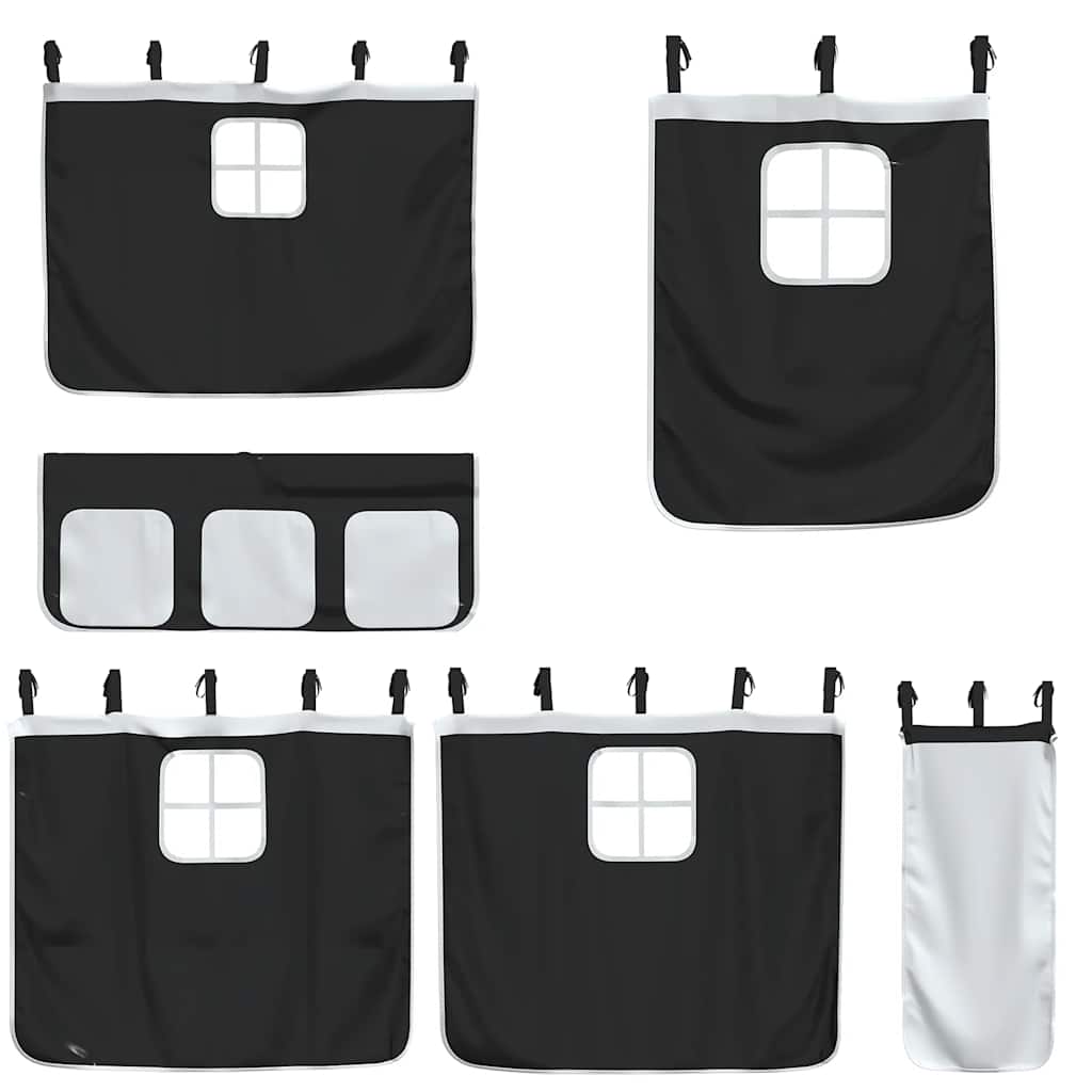 vidaXL Curtains for Loft Bed White and Black Polyester