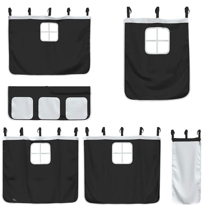 vidaXL Curtains for Loft Bed White and Black Polyester