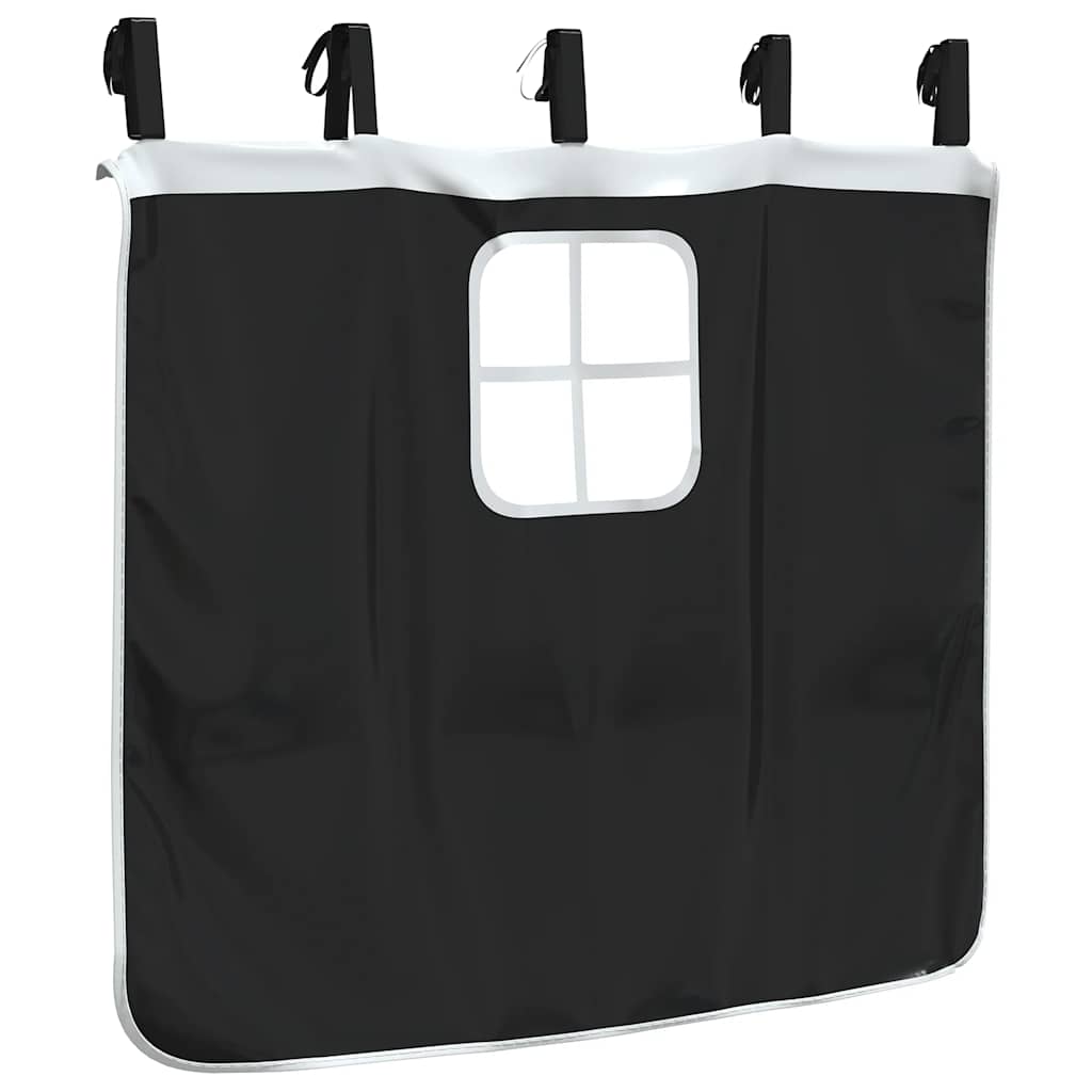 vidaXL Curtains for Loft Bed White and Black Polyester