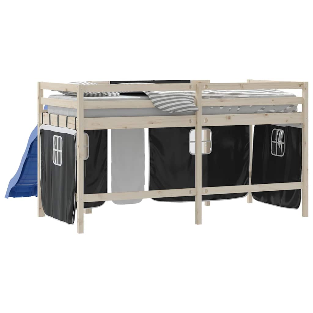 vidaXL Curtains for Loft Bed White and Black Polyester