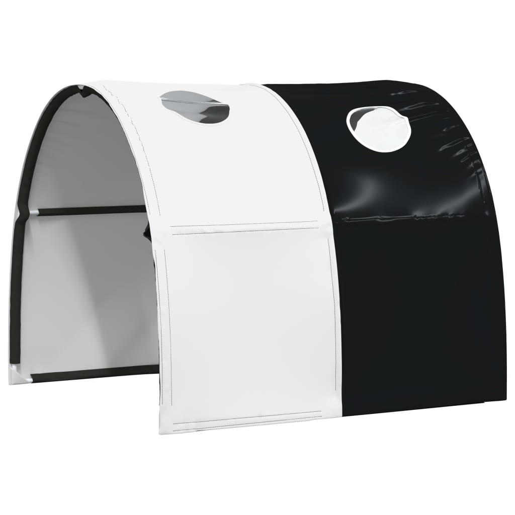 vidaXL Curtains for Loft Bed with Tunnel White and Black Polyester